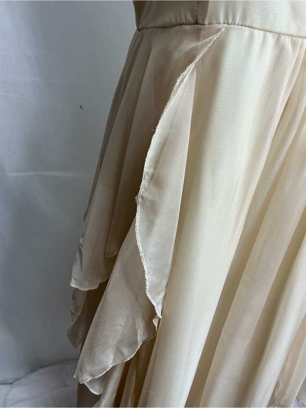 2177 - Elegant Cream Chiffon Spaghetti Strap Dress - Picture 4 of 12